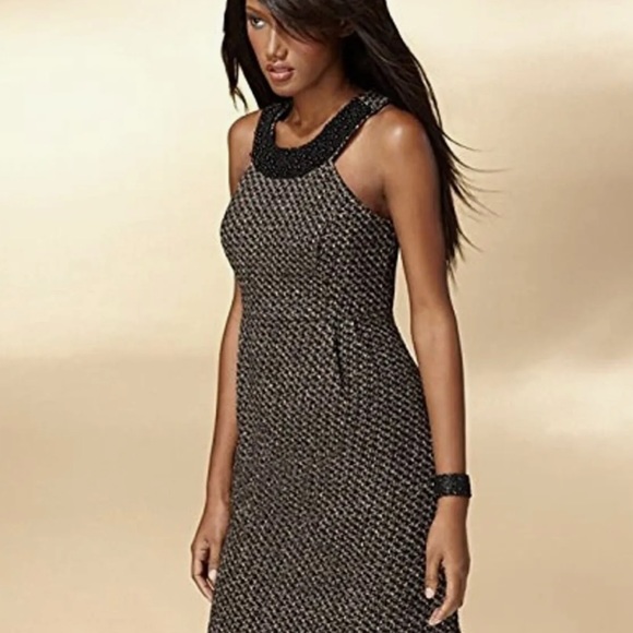 INC International Concepts Dresses & Skirts - INC International Concepts Tweed Wool Blend Beaded Neck Sleeveless Dress